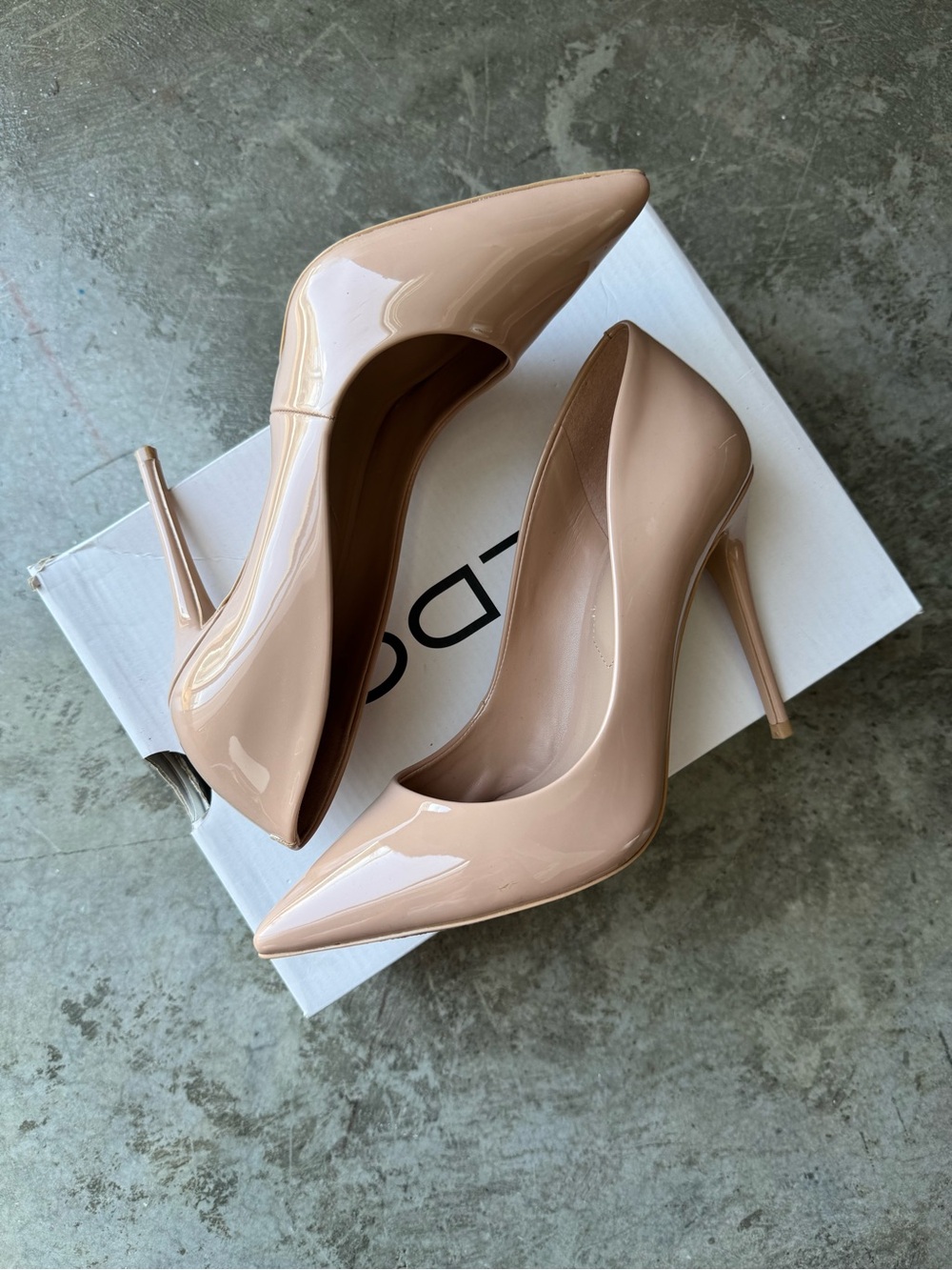 ALDO Classic Nude Patent Pointed-Toe Pumps - Women Shoes